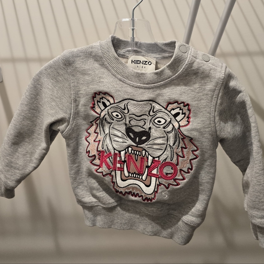 Kenzo Kids Gray Sweatshirt with Tiger Design